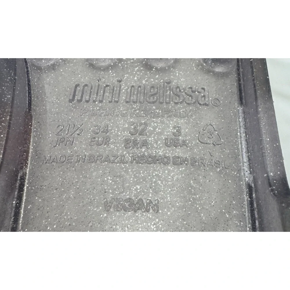 Mini Melissa Disney 100 Clear Glitter Jelly Shoes girls size 3 sandals